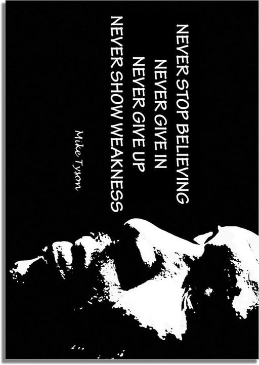 Funky Print Mike Tyson Portrait Unframed Black and White Quote Poster Boxer Sport Photo Believe Motivation Picture wall art poster – printed in Yorkshire