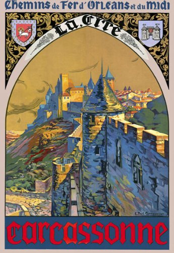 Vintage Carcassonne French France Travel Tourism Poster Wall Art A3 & A4 Re-Print wall art poster – printed in Yorkshire