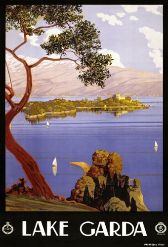 Vintage 1920's Lake Garda Italian Italy Travel Poster Wall Art A3 & A4 Re-Print Reproduction Print Card wall art poster – printed in Yorkshire