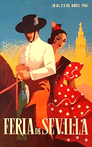 Funky Print 1960'S VINTAGE SPANISH SEVILLE SPRING FESTIVAL A3 Poster Wall Art A3 & A4 REPRINT wall art poster – printed in Yorkshire