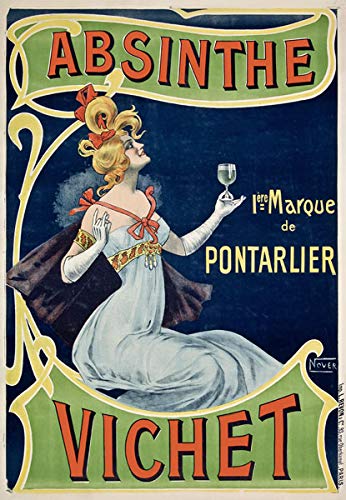 Vintage Retro Drink Absinthe Vichet Alcohol Poster Wall Art A3 & A4 Great For Pubs/Cafes/Bars/Clubs/Restaurants wall art poster – printed in Yorkshire