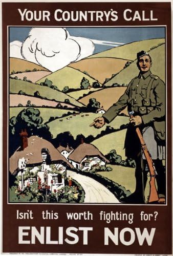 Vintage WWI Fight For Your Country's Call British Join Enlist In The Army World War 1 Recruitment Poster WW1 Wall Art Print | wall art poster – printed in Yorkshire