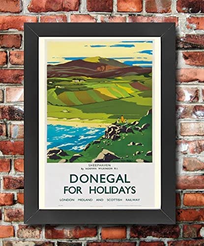 Vintage Sheephaven Donegal Ireland LMS Railway Travel Tourism Advertisement Framed Poster Print Re-Print wall art poster – printed in Yorkshire
