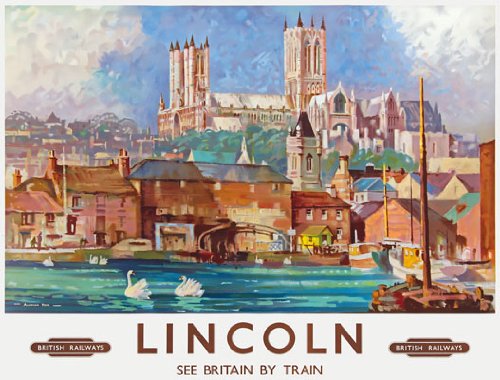 Lincoln British Railways Travel Poster Wall Art A3 & A4 Re-Print wall art poster – printed in Yorkshire