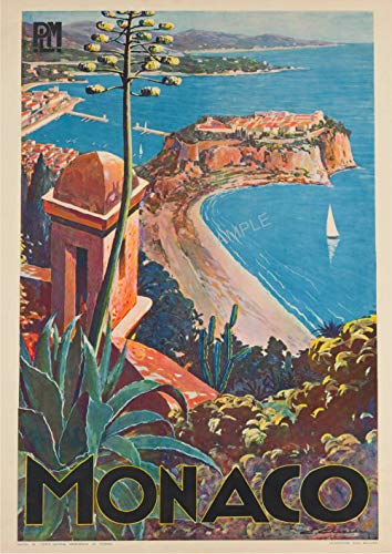 Vintage Travel Poster Wall Art A3 & A4 Monaco Retro Tourism Seaside Holiday Advert ART Deco Wall Print wall art poster – printed in Yorkshire