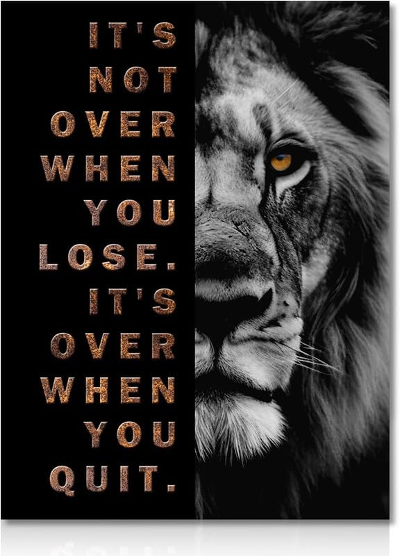 Funky Print Inspirational Lion Wall Decor Poster Black and Gold Positive Wall Poster for Office Gym Bedroom Decor wall art poster – printed in Yorkshire