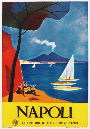 Vintage 1960's Napoli Naples Italian Italy Travel Tourism Poster Wall Art A3 & A4 Re-Print wall art poster – printed in Yorkshire