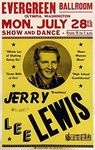 Vintage Jerry Lewis American Rock & Roll Concert Gig Band Advertisement Poster Print wall art poster – printed in Yorkshire