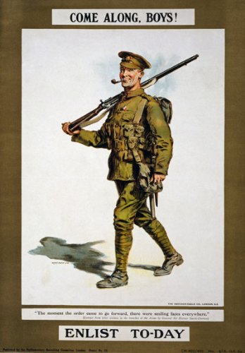 Vintage WWI British Come Along Boys Join Enlist Army World War 1 Recruitment Poster Wall Art A3 & A4 WW1 Re-Print wall art poster – printed in Yorkshire