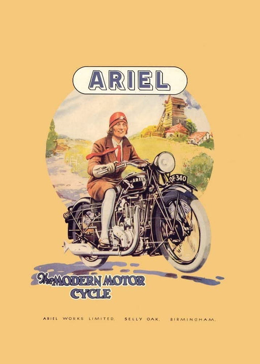 RPW Roystone Print Works Vintage Motorbikes 'British Ariel', England, 1930's, Reproduction 250gsm A4 & A3 Vintage Motorbike Poster wall art poster – printed in Yorkshire