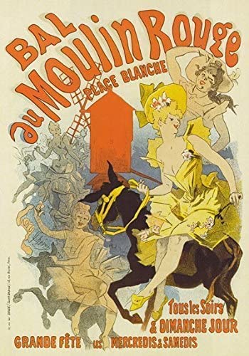 Vintage 1889 French Bal Au Moulin Rouge Place Blanche Jules Cheret Advertising Poster Wall Art Print A4 & A3 wall art poster – printed in Yorkshire