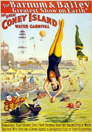 Vintage Barnum & Bailey Coney Island Water Circus Carnival Poster Wall Art Print | wall art poster – printed in Yorkshire