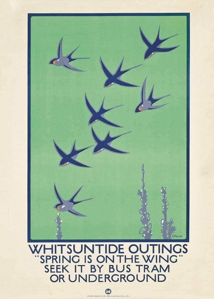 RPW Roystone Print Works Vintage London Underground 'Whitsuntide Outings', England, 1921, Reproduction Vintage Art Deco Travel Poster wall art poster – printed in Yorkshire