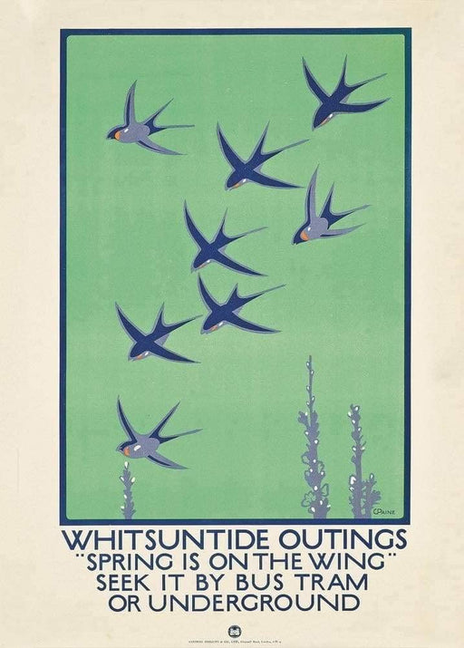 RPW Roystone Print Works Vintage London Underground 'Whitsuntide Outings', England, 1921, Reproduction Vintage Art Deco Travel Poster wall art poster – printed in Yorkshire