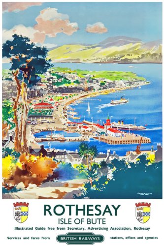 Vintage Rothesay Isle Of Bute Railway Travel Poster Wall Art A3 & A4 Reproduction Print Card wall art poster – printed in Yorkshire