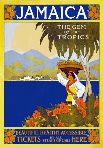 Vintage 1910 Jamaica Gem Of The Tropics Jamaican Travel Poster Wall Art A3 & A4 Re-Print wall art poster – printed in Yorkshire