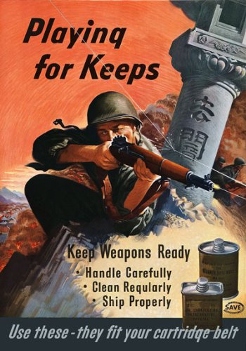 Funky Print Vintage WWII Keep Weapons Ready & Clean Wartime World War 2 Poster Wall Art A3 & A4 WW2 wall art poster – printed in Yorkshire