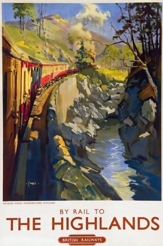 Vintage The Highlands Inverness-Shire Travel British Railway Poster Wall Art A3 & A4 Re-Print wall art poster – printed in Yorkshire