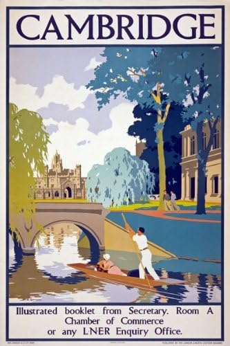 Vintage 1930 LNER CAMBRIDGE Railway Travel Poster Wall Art Print | wall art poster – printed in Yorkshire