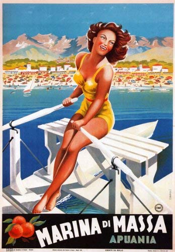 Vintage 1940's Italian Italy Marina Di Massa Tuscany Travel Poster Wall Art A3 & A4 Re-Print wall art poster – printed in Yorkshire