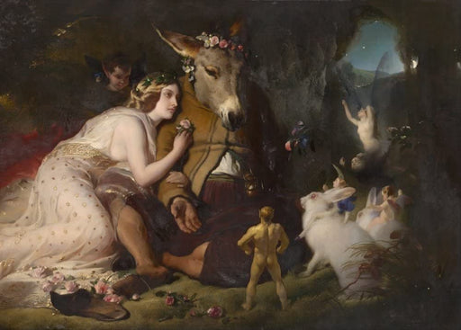 Vintage Film and Theatre 'Shakespeare. A Midsummer Night's Dream. Titania and Bottom, Detail',England, 1848-51, Edward Landseer, Reproduction 250gsm A4 & A3 Vintage Shakespeare Poster wall art poster – printed in Yorkshire