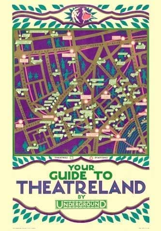 Vintage London Railway 'Your Guide to Theatre Land', 1915, Reproduction Poster Wall Art Print A4 & A3 wall art poster – printed in Yorkshire