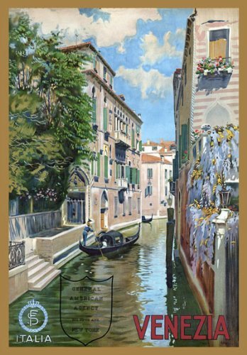Vintage Italian Venice Venezia Italy Travel Poster Wall Art A3 & A4 Re-Print Reproduction Print Card wall art poster – printed in Yorkshire