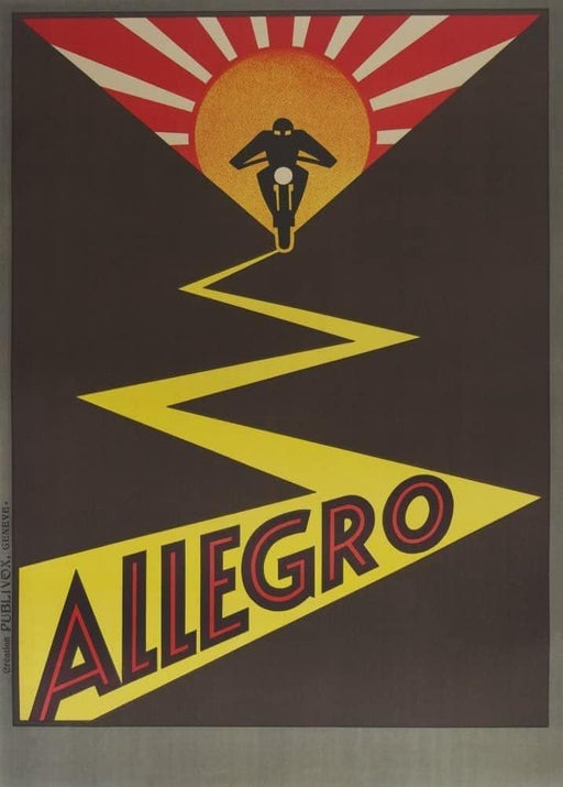 RPW Roystone Print Works Vintage Motorbikes 'Allegro Motorcycles', Switzerland, 1930, Reproduction 250gsm A4 & A3 Vintage Art Deco Poster wall art poster – printed in Yorkshire