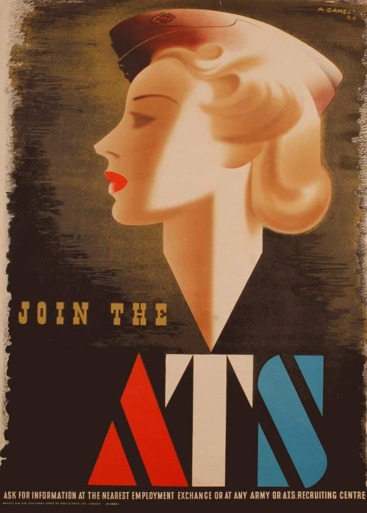 RPW Roystone Print Works Vintage British WW11 Propaganda 'Join The A.T.S', England, 1939-45, Reproduction 250gsm Gloss A4 & A3 Vintage British Propaganda Poster wall art poster – printed in Yorkshire