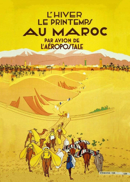 RPW Roystone Print Works Vintage Travel Morocco 'Au Maroc Par Avion de L'Aeropostale', 1929, Reproduction 250gsm Gloss A4 & A3 Vintage Art Deco Travel Poster wall art poster – printed in Yorkshire