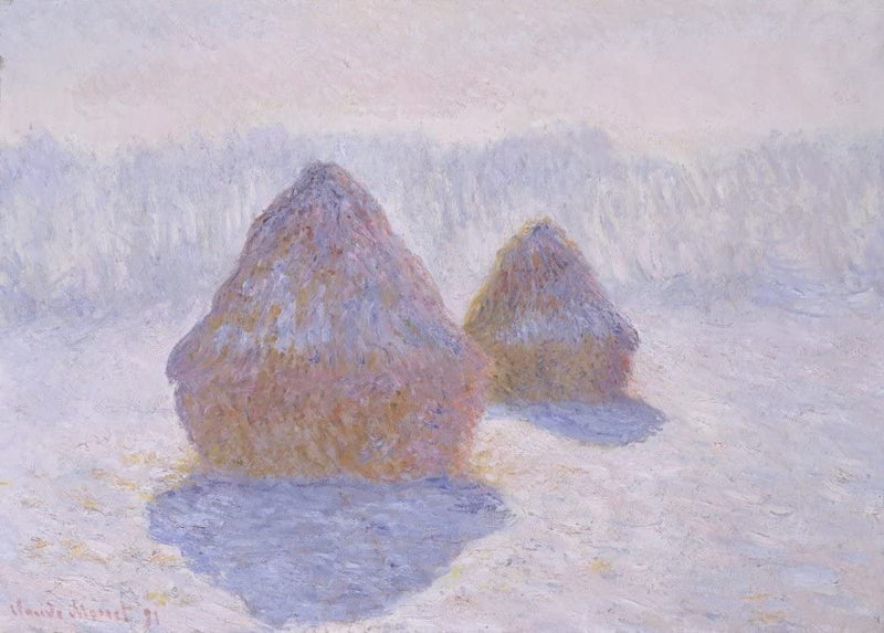 Claude Monet 'Haystacks. Effect of Snow and Sun', France, 1891, Impressionism, Reproduction 250gsm A4 & A3 Vintage Classic Art Poster Print wall art poster – printed in Yorkshire