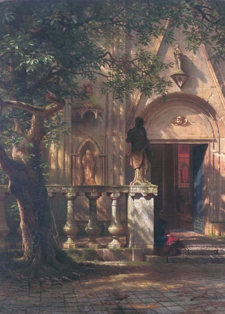 Albert Bierstadt 'Sunlight and Shadow, Detail', Germany, 1862, Reproduction 250gsm A4 & A3 Classic Art Poster Print wall art poster – printed in Yorkshire
