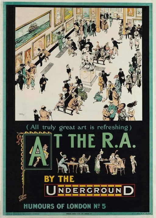 RPW Roystone Print Works Vintage London Underground 'The Royal Academy', 1913, Reproduction Classic English Travel Poster wall art poster – printed in Yorkshire