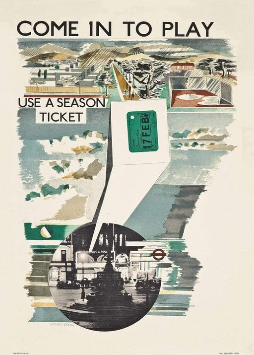 RPW Roystone Print Works Vintage London Underground 'Come Out to Play', 1936, Paul Nash, Reproduction Art Deco Vintage English Travel Poster wall art poster – printed in Yorkshire