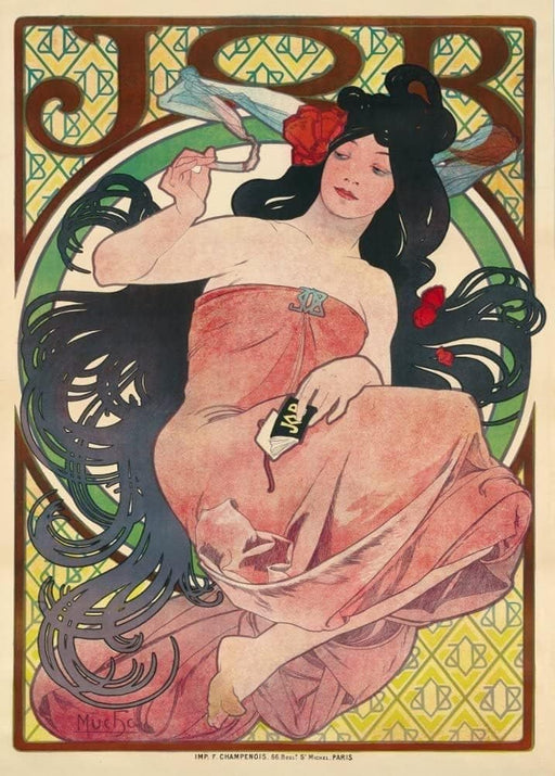 Vintage Job Rolling Papers', France, 1894, Alphonse Mucha, Reproduction 250gsm A4 & A3 Vintage Art Nouveau Poster Print wall art poster – printed in Yorkshire