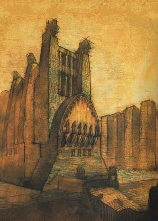 Antonio Sant'Elia 'Sant Elia Church', Italy, circa. 1912-16, Reproduction 250gsm A4 & A3 Vintage Italian Futurism Poster Print wall art poster – printed in Yorkshire