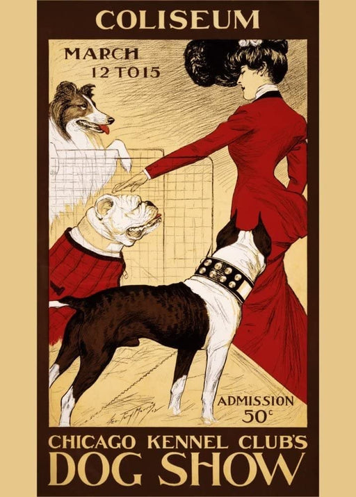 RPW Roystone Print Works Vintage Pets & Veterinary 'Dog Show with The Chicago Kennel Club', U.S.A, 1902, Reproduction 250gsm A4 & A3 Vintage Art Nouveu Poster wall art poster – printed in Yorkshire