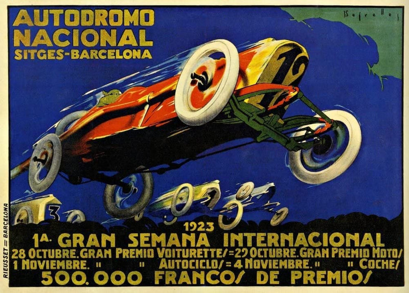 RPW Roystone Print Works Vintage Automobile 'Barcelona Autdroma Nacional', Spain, 1929, Reproduction 250gsm A4 & A3 Vintage Automobile Poster wall art poster – printed in Yorkshire
