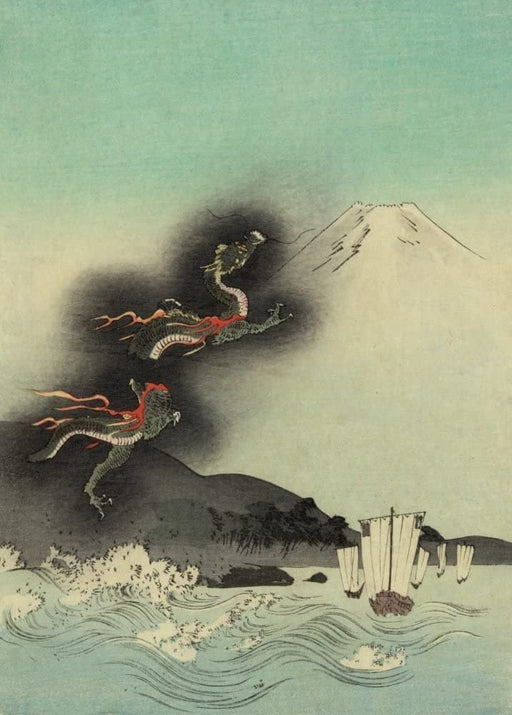 RPW Roystone Print Works Hokusai 'Dragon Rising Above Mount Fuji', Japan, 18-19th Century, Reproduction gloss A4 & A3 Ukiyo-e Classic Art Poster wall art poster – printed in Yorkshire