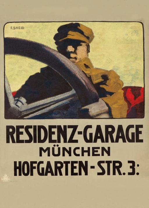 RPW Roystone Print Works Vintage Automobile 'Residenz-Garage', Germany, 1910, Reproduction 250gsm A4 & A3 Vintage Automobile Poster wall art poster – printed in Yorkshire