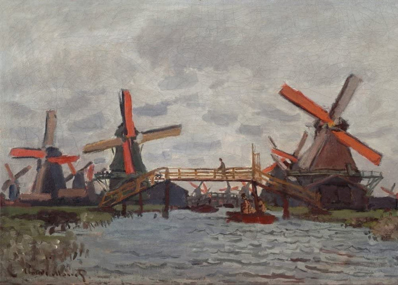 Claude Monet 'Mills at Westzijderveld Near Zaandam, Detail', France, 1871, Impressionism, Reproduction 250gsm A4 & A3 Vintage Classic Art Poster Print wall art poster – printed in Yorkshire