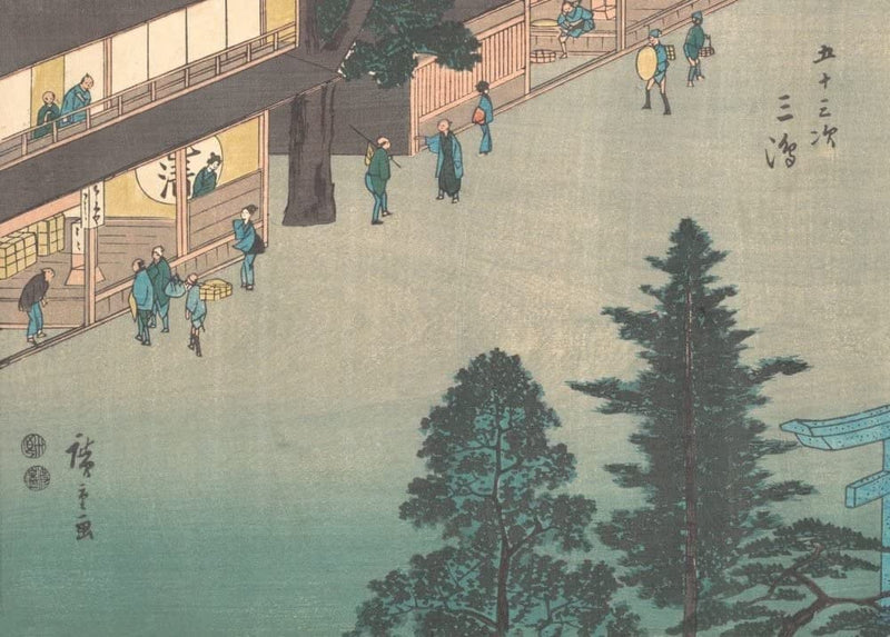 RPW Roystone Print Works Hiroshige 'Mishima', Japan, 19th Century, Reproduction gloss A4 & A3 Vintage Classic Ukiyo-e Art Poster wall art poster – printed in Yorkshire