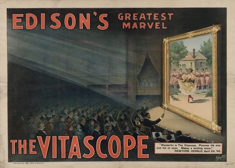 RPW Roystone Print Works Vintage Film and Theatre 'Edison's Vitascope', U.S.A, 1895, Reproduction 250gsm A4 & A3 Vintage Classic Poster wall art poster – printed in Yorkshire