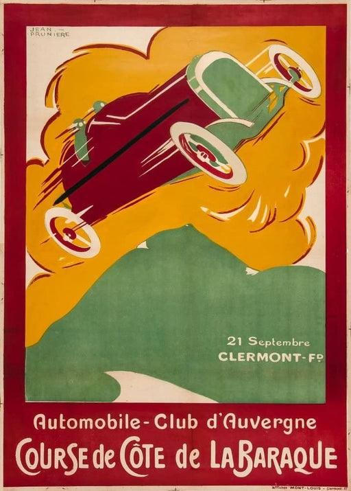 RPW Roystone Print Works Vintage Automobile 'Course de Cote de la Baraque', France, 1920-30's, Reproduction 250gsm A4 & A3 Vintage Art Deco Automobile Poster wall art poster – printed in Yorkshire