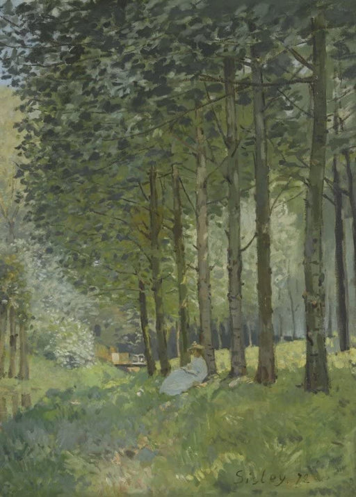 Alfred Sisley 'Rest Along The Stream, Edge of The Wood, Detail', 1878, British, Impressionism, Reproduction 250gsm A4 & A3 Vintage Classic Art Poster Print wall art poster – printed in Yorkshire