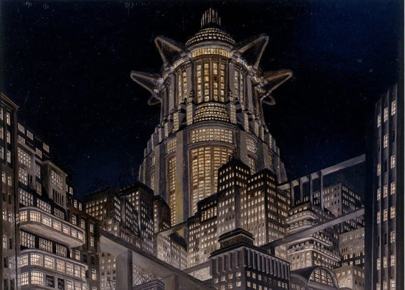 RPW Roystone Print Works Erich Kettelhut 'Metropolis', Sketch for The Movie Set, Germany, 1927, Reproduction 250gsm A4 & A3 Futurism Vintage Classic Art Poster wall art poster – printed in Yorkshire