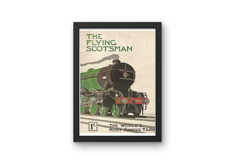 Vintage Travel Scotland 'The Flying Scotsman. The World's Most Famous Train', Circa. 1930-40's, Reproduction 250gsm Gloss A4 & A3 Vintage Art Deco Travel Poster wall art poster – printed in Yorkshire
