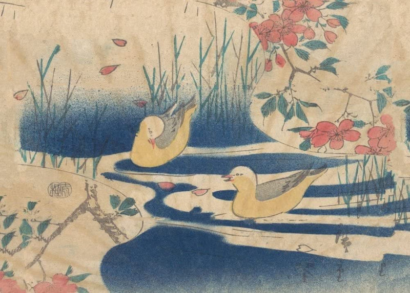 RPW Roystone Print Works Hiroshige 'Hooded Gulls and Cherry Blossoms', Japan, 19th Century, Reproduction gloss A4 & A3 Vintage Classic Ukiyo-e Art Poster wall art poster – printed in Yorkshire