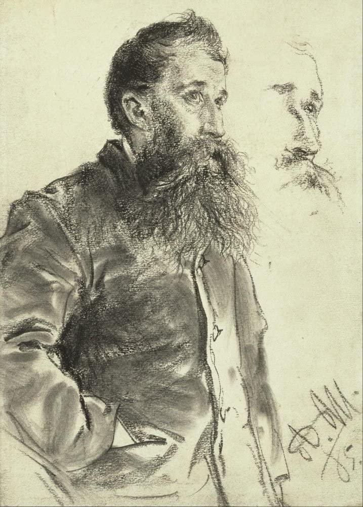 Adolph von Menzel 'Study of a Man with a Beard, His Hand in His Pocket', German Realism, 1885, Reproduction 250gsm A4 & A3 Vintage Classic Art Poster Print wall art poster – printed in Yorkshire