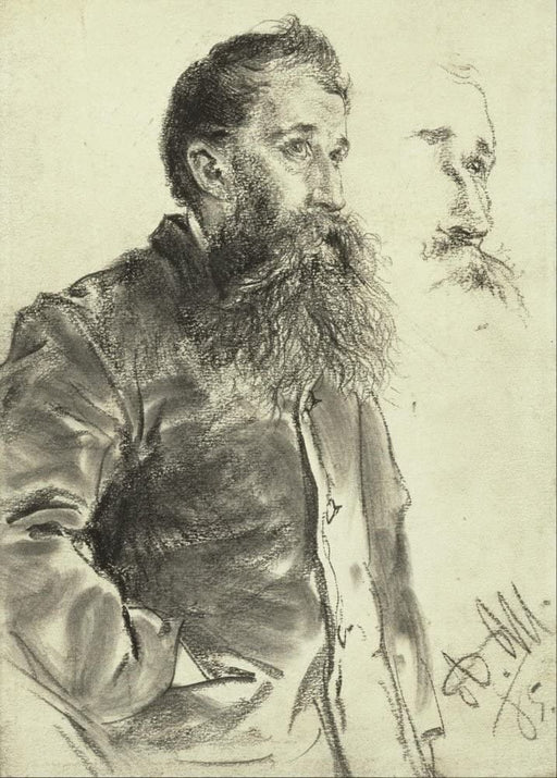 Adolph von Menzel 'Study of a Man with a Beard, His Hand in His Pocket', German Realism, 1885, Reproduction 250gsm A4 & A3 Vintage Classic Art Poster Print wall art poster – printed in Yorkshire